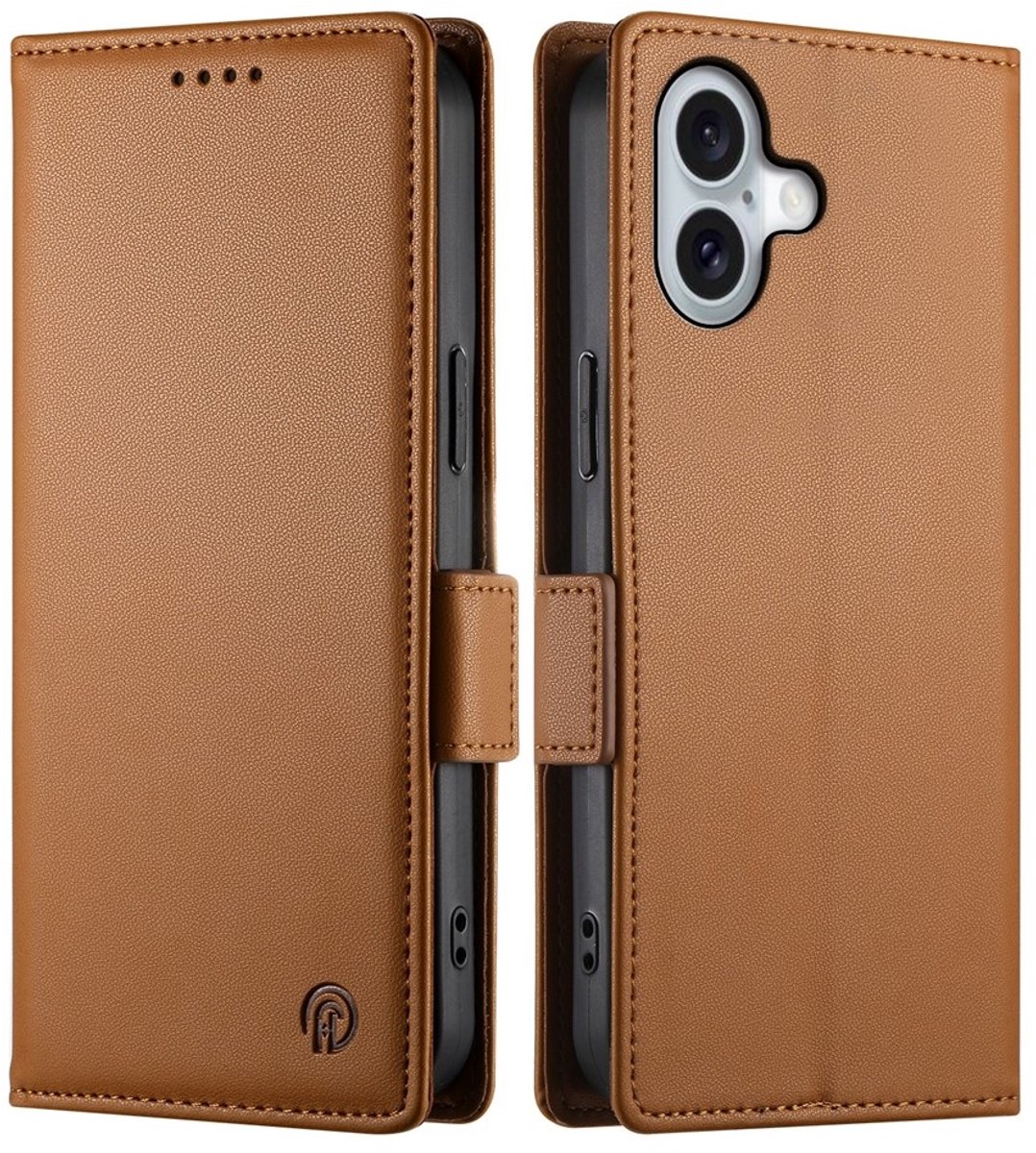 Lunso Geschikt voor iPhone 17 hoesje - PU leren Bookcase met ruimte voor pasjes - Bruin