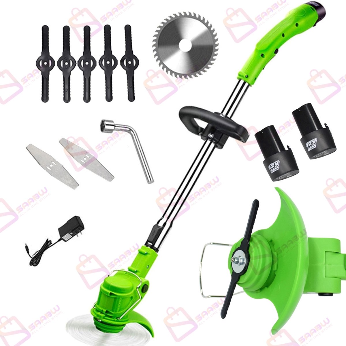 grastrimmers met accu – Draadloze Grassnijder met 2x Batterij – Telescopisch & Krachtig – grastrimmer accu – grasmaaier – kantenmaaier – 48550