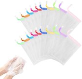 20 stuks - zeepzakjes - zeepzakje van gaas met trekkoordsluiting - exfoliërende netzeepzakjes - dubbellaagse schuimnetzakjes - voor lichaams- en gezichtsreiniging(willekeurige kleur)