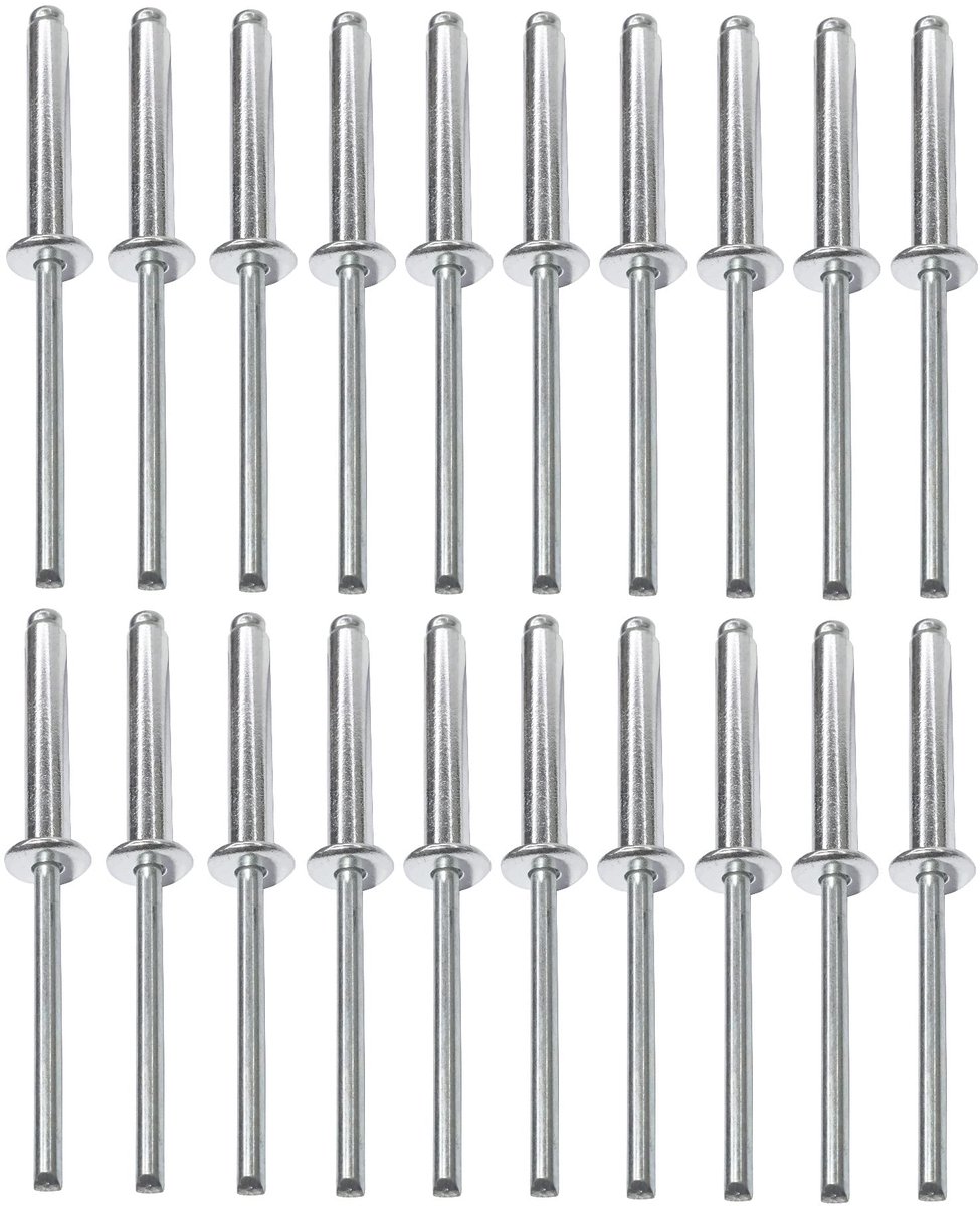C48115 - Set van 20 standaard blindklinknagels Ã˜5x30mm aluminium/staal - DIN 7337 A - Popnagels met schenkbreuk