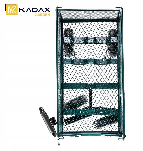 KADAX Net tuinwagen, 97 x 47 x 40 cm, tuinwagen van gepoedercoat metaal, transportwagen met draagkracht tot 500 kg, opvouwbare bolderkar, strand, dieren (groen) van Merkloos — afbeelding 2