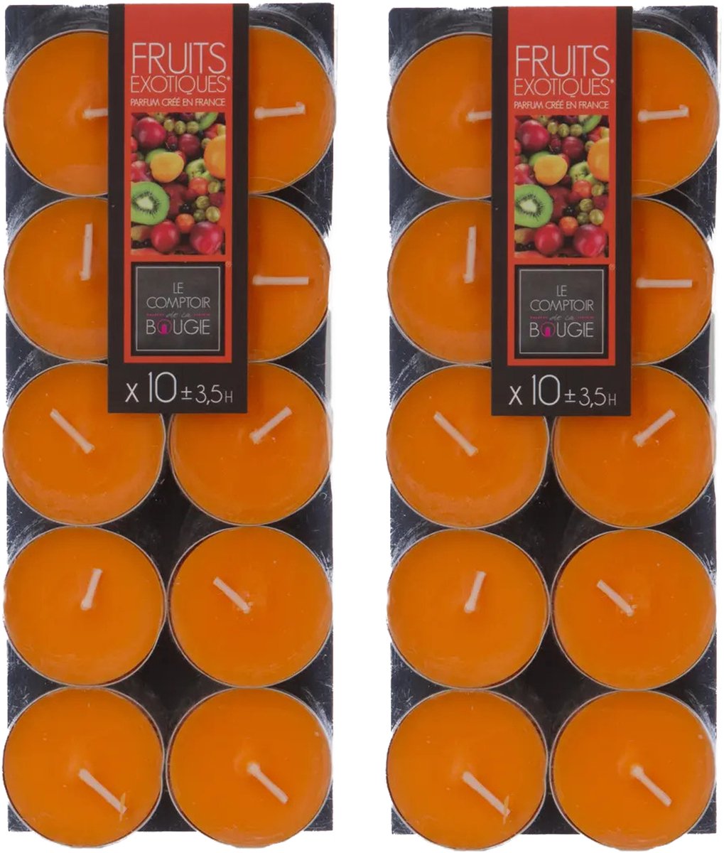 Atmosphera Geurtheelichtjes - 20x stuks - Exotisch Fruit geur - was/paraffine - 3,5 branduur Oranje