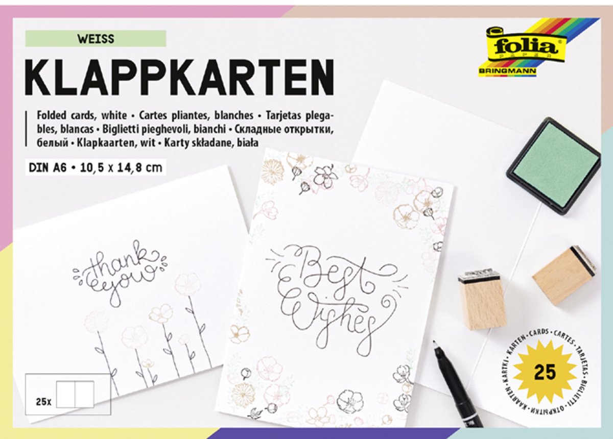 folia Klappkarten, A6, 25 stuks