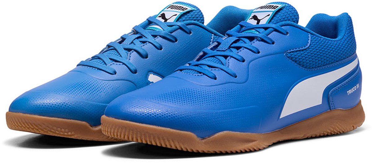 Blauwe Puma Truco III zaalvoetbalschoenen voor mannen, maat EU 44 1/2, met synthetisch bovenwerk en rubberen zool.
