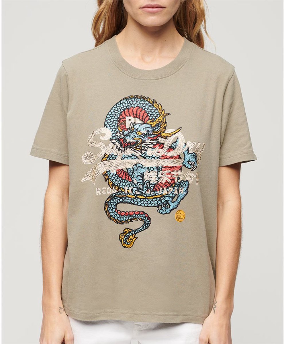 Superdry Tokyo T-shirt met relaxte pasvorm Dames T-shirts Groen
