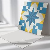 Wallfluent Vinyl Tegels - Geometrisch Sterpatroon Vloer Tegels PVC - 20 cm x 20 cm - Blauw PVC Tegels - Set van 20 - Vierkant PVC Tegels - Texturen Plaktegels - Zelfklevende PVC Tegels - Plaktegels Keuken en Badkamer