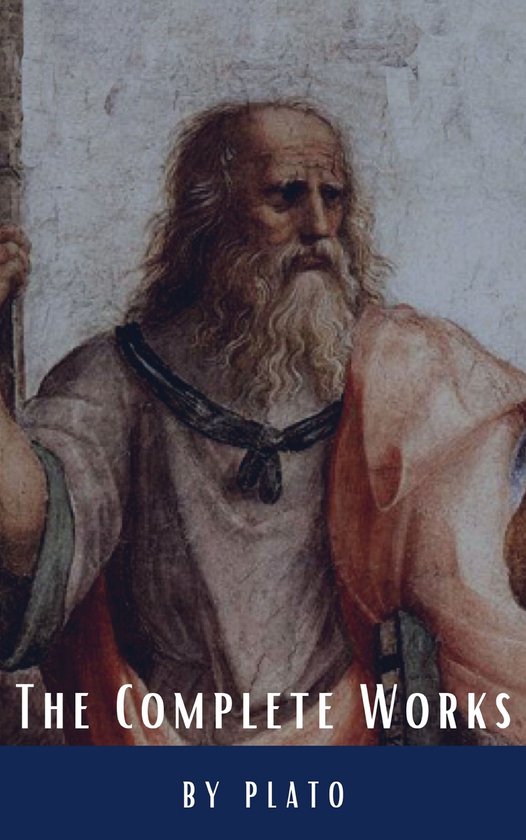 De complete werken van Plato, met een schilderij van Plato.