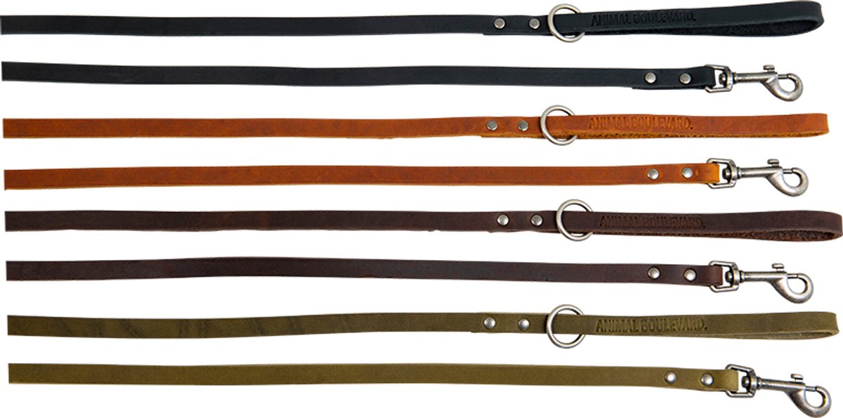 Animal Boulevard Ab30026 - Hals- En Leibanden - Hond - Ab Country Leather Leiband Zwart-12mmx130cm - Maat: 12mmx130cm - 199383