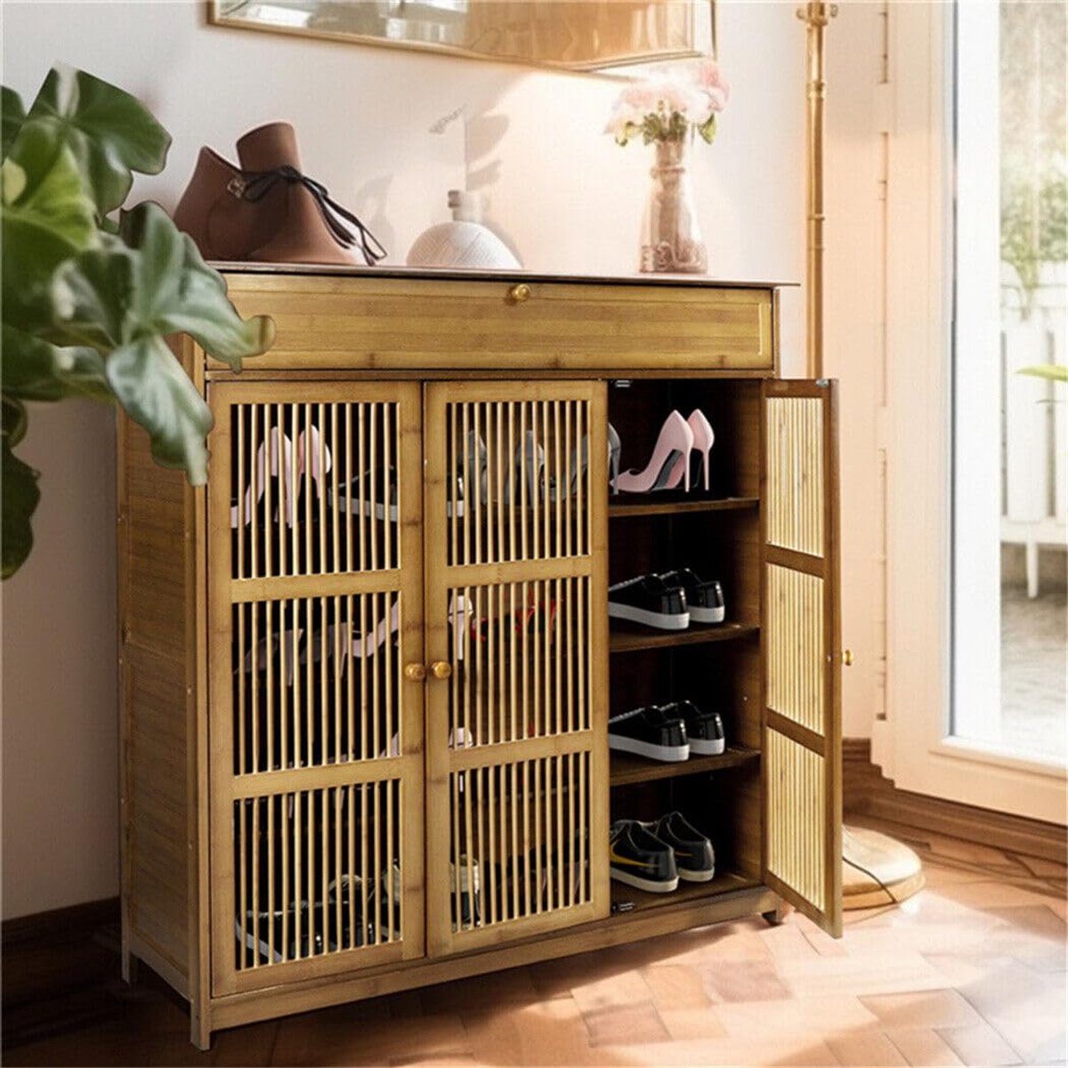 Ibenzoa® Ruim schoenenrek met lade en deuren voor nette hal en entree