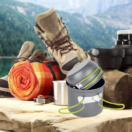 Set van camping keukengerei, 5 kamers buiten keukengerei voor camping - draagbare bestek set, campingpot met gesneden -vierde, hepvet -apparatuur, Picnic Camping Wandeling Pan Cook Gerei, Buiten kookpannen - Cyslmuk® van Cyslmuk® — afbeelding 2