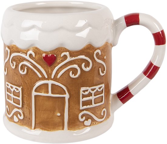 Clayre & Eef Mok Gingerbread house 350 ml Bruin Keramiek