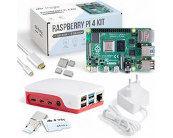 Raspberry Pi 4 2 GB Starterskit | 64 GB-editie | Officiële USB-C-voeding | Officiële behuizing | 4K Micro HDMI-kabel 1 m | Koellichaam