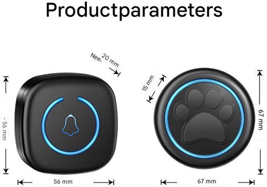 Draadloze Kattenbel-Hondenbel- Intelligente Led-Flits-Deurbel voor honden - Waterdichte Deurbel met 300 m bereik- 60 beltonen- 5 standen instelbaar volume — afbeelding 5