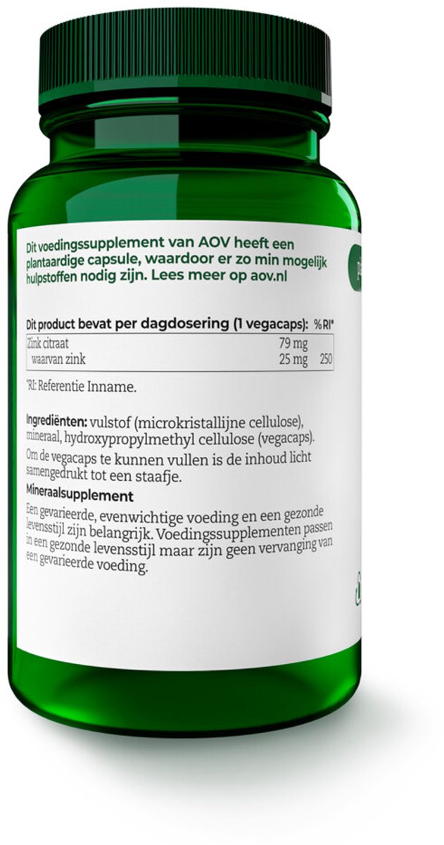 AOV - 537 Zink Citraat 25 mg - 2 x 90 capsules - Voordeelverpakking