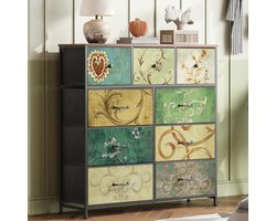 Commode met 9 Lade, Sideboard Lade kast Commode, Smalle Stoffcommode voor Woonkamer Slaapkamer Hal 100x30x100 cm