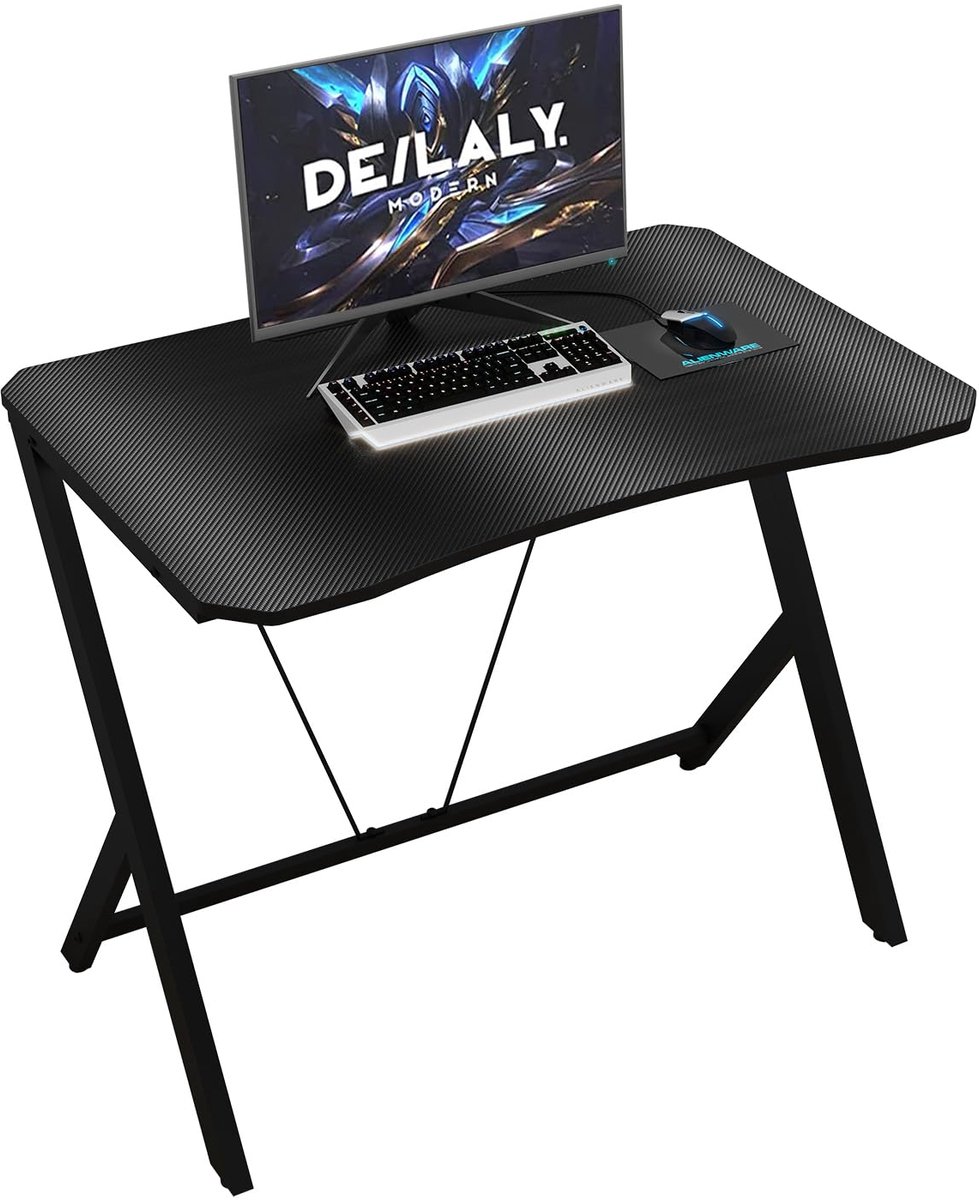 Ibenzoa® Compacte en stevige gamingtafel met karbonfaser afwerking en opbergruimte