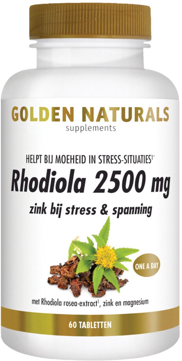 Golden Naturals - Rhodiola 2500mg Vegan - 2 x 60 tabletten - Voordeelverpakking