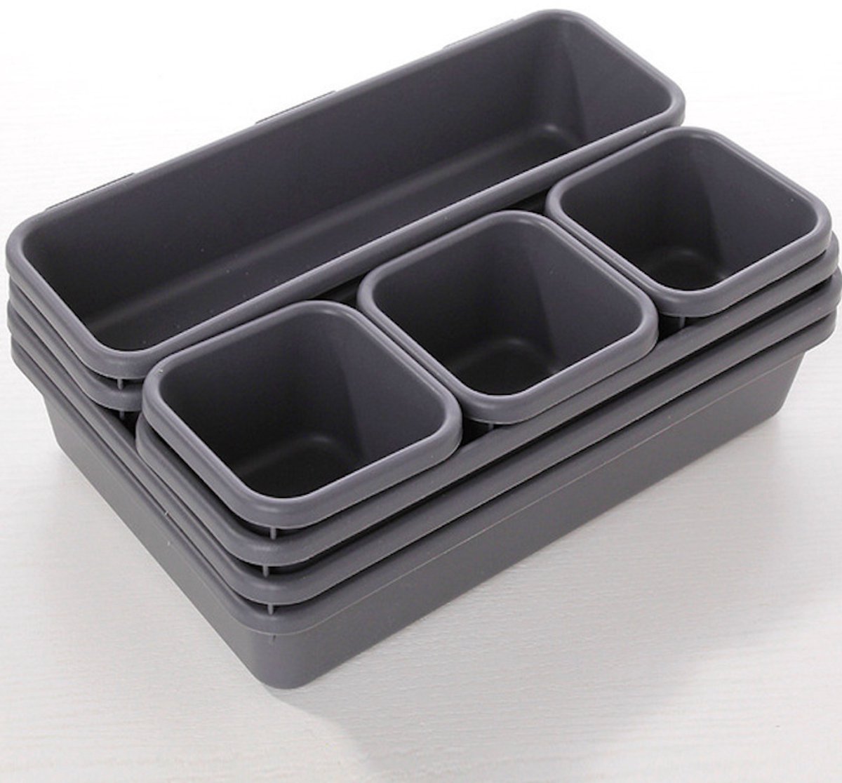 Ynkkvre-Schubladen Organizer Set – 8 stuks – Ladeverdelers in 3 maten – Flexibel stapelbaar – Voor keuken, bureau, badkamer en slaapkamer