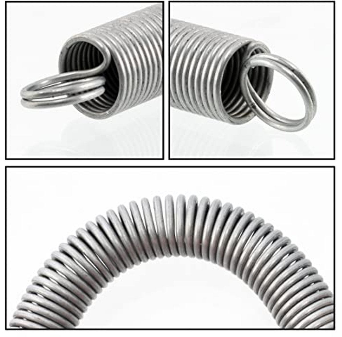 C66748 - Set van 2 dubbele haak spiraalveren - Tension springs - Lengte 130 mm - Buiten diameter 11 mm - Dikte 1 mm - DIN 2097 - Staal