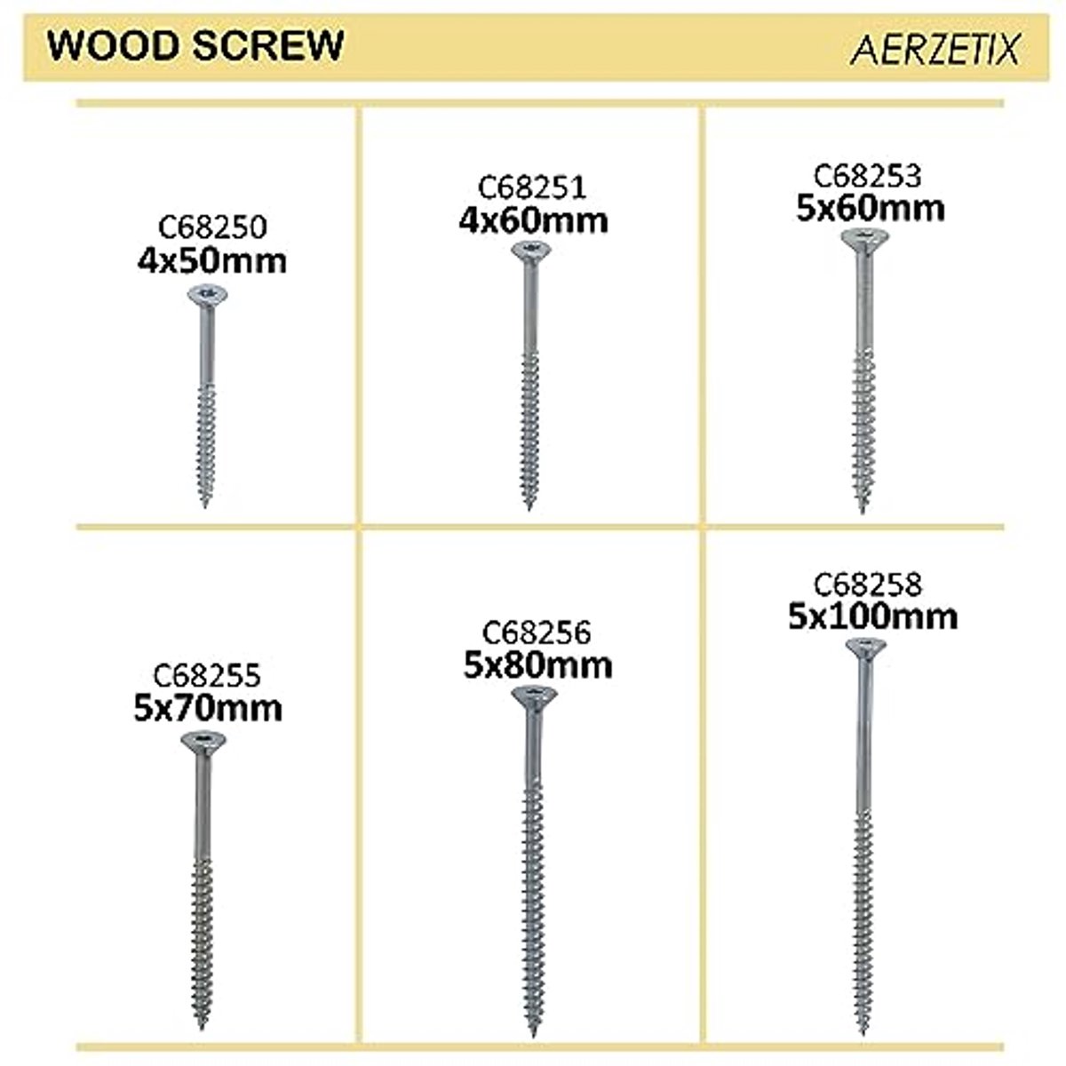 C68256 - Pack van 100 verzonken houtschroeven Ã˜5x80 mm - van gegalvaniseerd staal - met gedeeltelijke draad