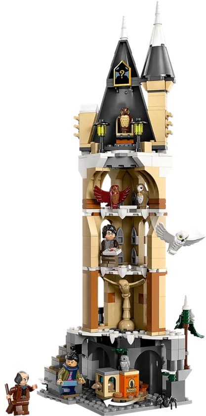 LEGO Harry Potter L'aile aux hiboux de Poudlard 76430. Modèle avec tours, arches, personnages et hiboux volants.