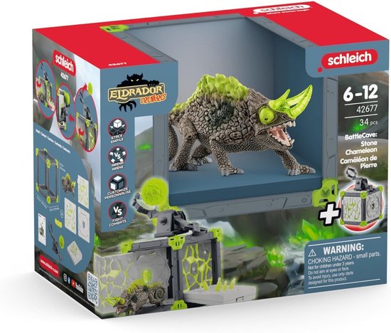 Schleich Eldrador BattleCave Steen Kameleon set 42677. Inclusief figuur, kooi, katapult. Leeftijd 6-12.