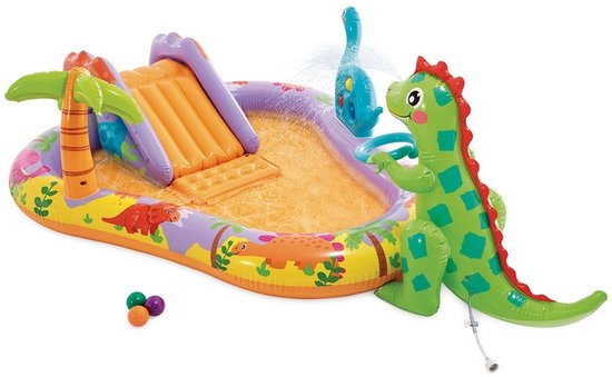 Intex Opblaasbaar speelzwembad - Dino Park - met glijbaan - 201x157x69cm