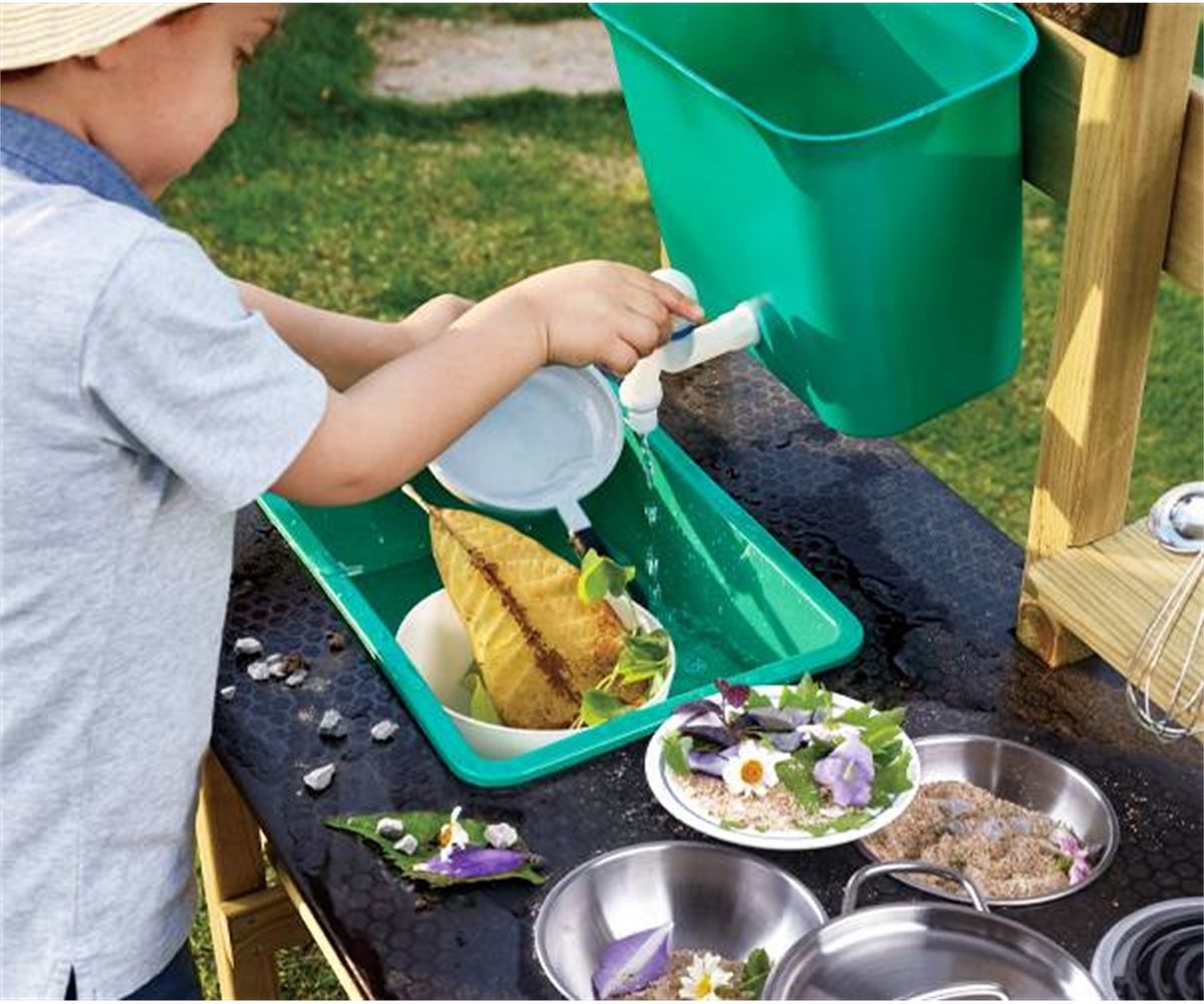 Hape Premium Buitenkeuken Modderkeuken - Speelkeuken Buiten met Watertank en Kraan - Duurzaam Hout - 3 Jaar+ — afbeelding 3