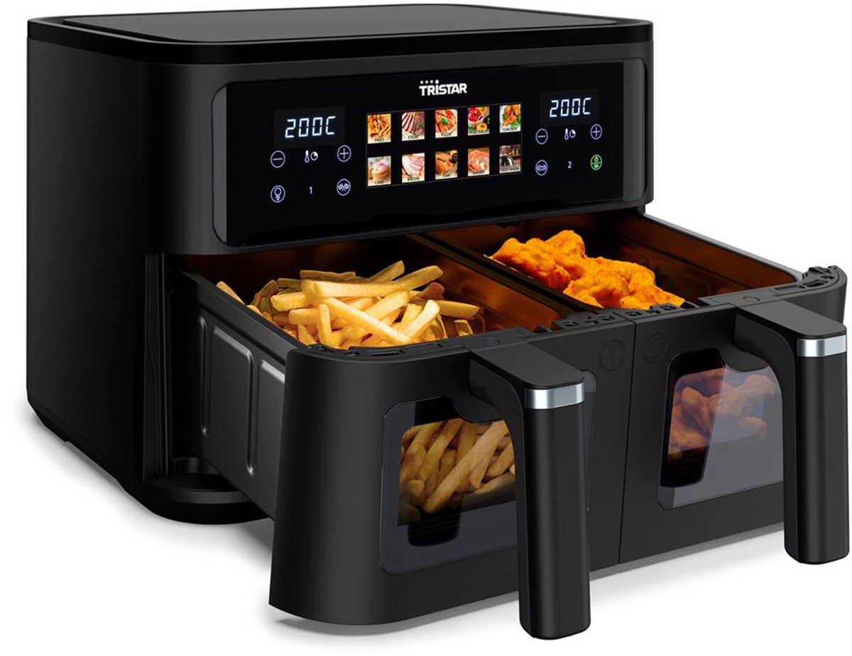 Dubbele Airfryer 9L – 2 Manden – 10 Programma’s – 2500W – Digitaal Touchscreen – Tristar FR-9075 – Zwart — afbeelding 1