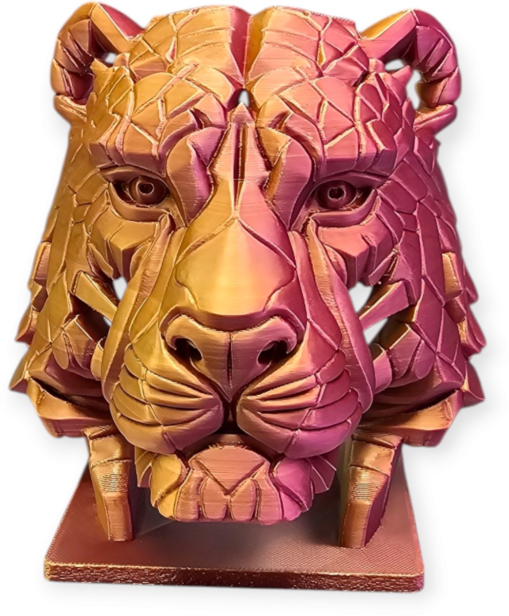 Layerzz - 3D geprinte Tijger kop - eyecatcher - uniek - kleur - interieur - trend - Goud zilver roze