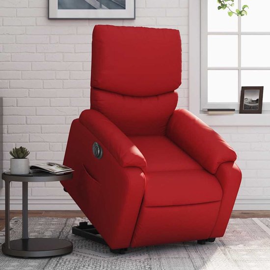 Fauteuil électrique debout en cuir artificiel rouge
