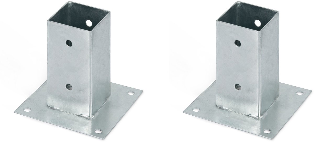 Alberts 2 x opschroefhuls voor vierkante houten palen, 71x71 mm, thermisch verzinkt, voor opschroeven