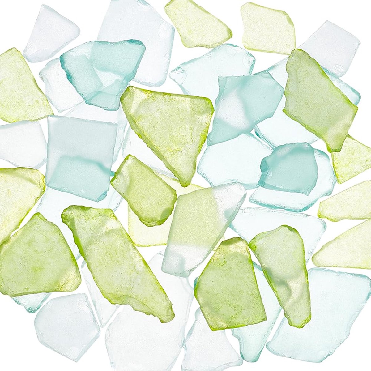 PandaHall Sea Glass 45 Stuks - Tumbled Glasstukken in Blauw, Wit en Groen voor Vaasvulling en Decoratie