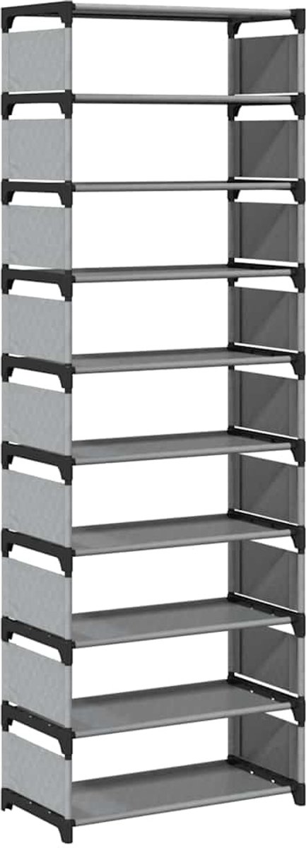 vidaXL Schoenenrek - 10-laags - 54x28x158 - cm - nonwoven - stof - grijs