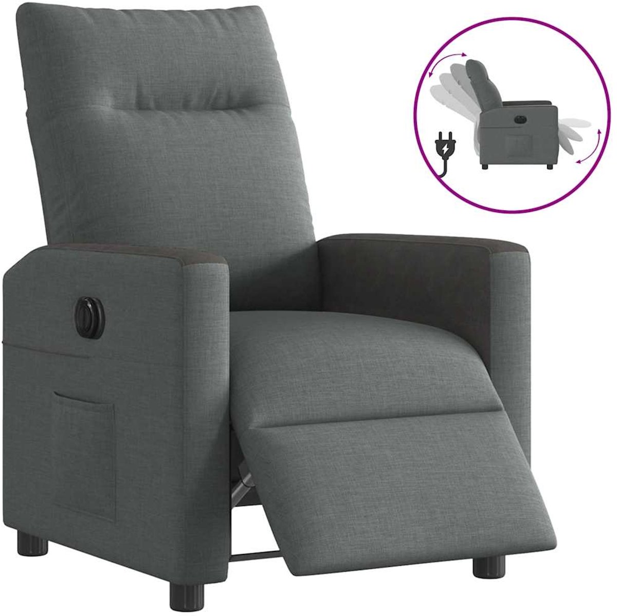 vidaXL Fauteuil - elektrisch - verstelbaar - stof - donkergrijs donkergrijs en zwart