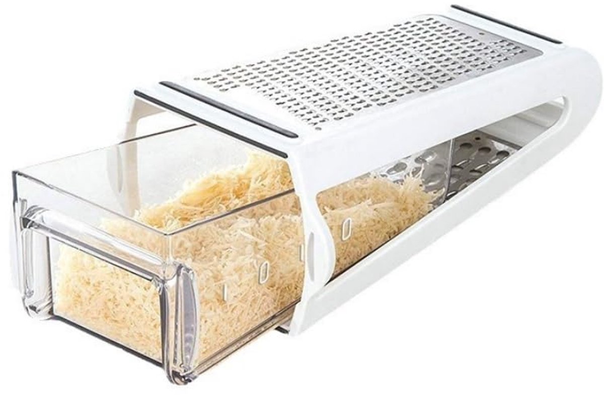 Ynkkvre-Kaasschaaf met Opvangbak – Dubbel Raspoppervlak – ABS en RVS – Compact en Veilig – Voor Kaas, Groenten en Kruiden