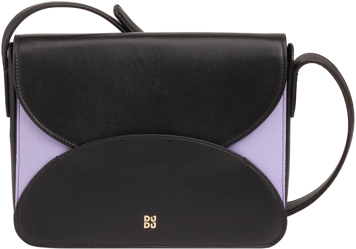DuDu Cefalonia Crossbody tas Leder 21 cm - Dames - black lavender