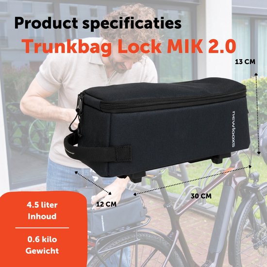New Looxs ® Sports Trunkbag Lock MIK 2.0 - Tas voor ART Slot - Voor MIK Bagagedragers - Kettingslot Tasje - 4,5 liter - Zwart van New Looxs — afbeelding 2