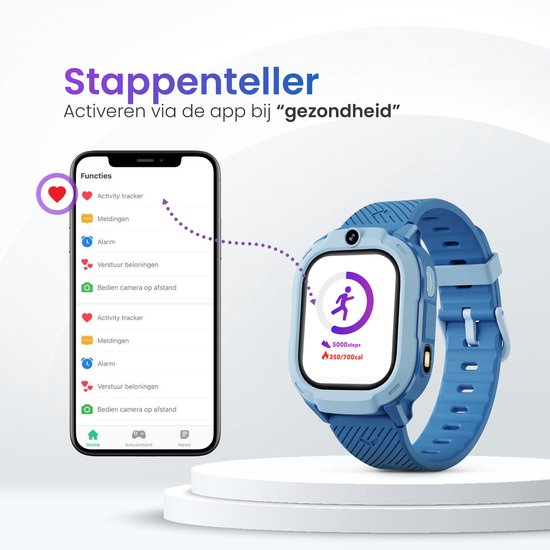 4G GPS Smartwatch voor Kinderen Tracker Telefoon SOS Video Oproep Stappenteller Wekker, Intelligent horloge, Kindervakantiecadeaus voor jongens en meisjes vanaf 4 jaar, Zwart