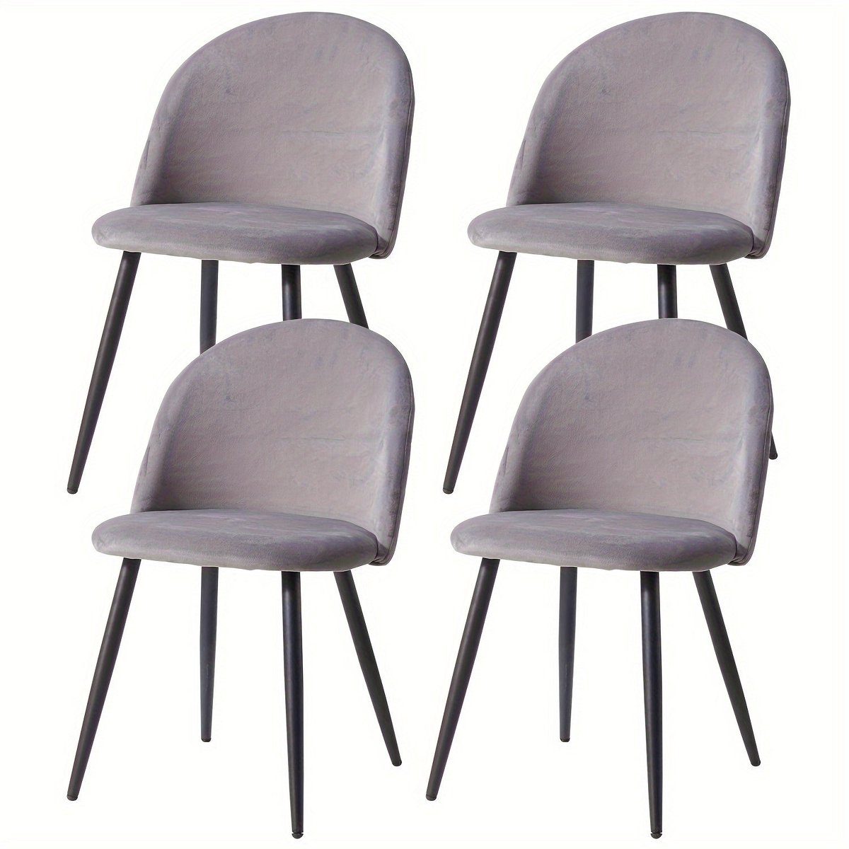 Corenia Vintage Stoelen – Fauteuils – Zittingen – Relax Stoelen – Velours Stoelen – Set Van 4 – Metalen Poten – Zacht Fluwelen Bekleding – Comfortabele Sponsvulling – Grijs