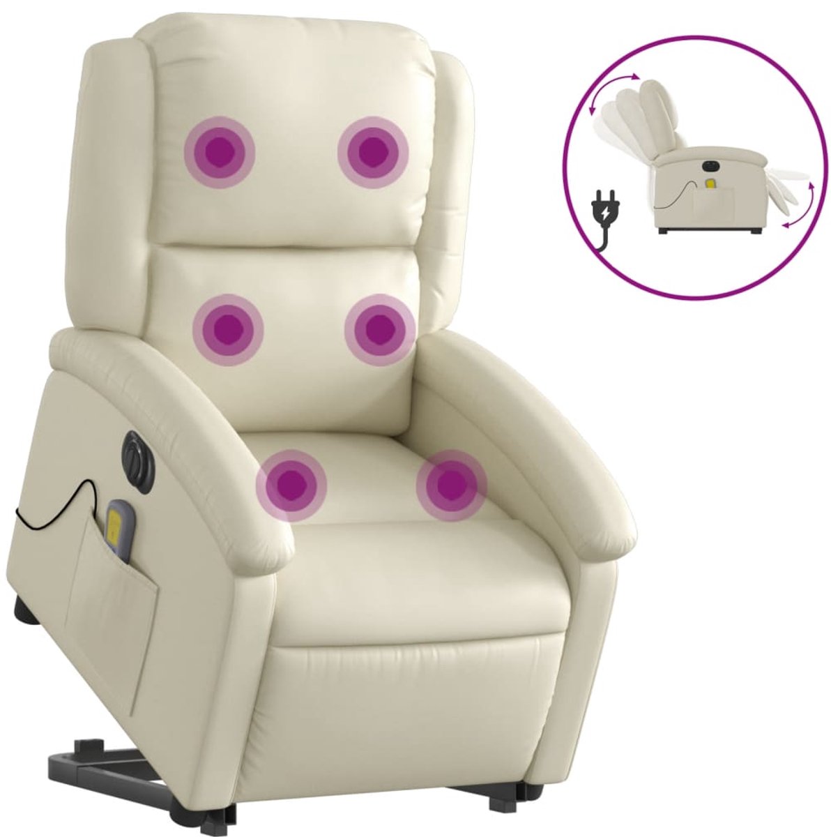 vidaXL Sta-op-massagestoel - elektrisch - kunstleer - crèmekleurig