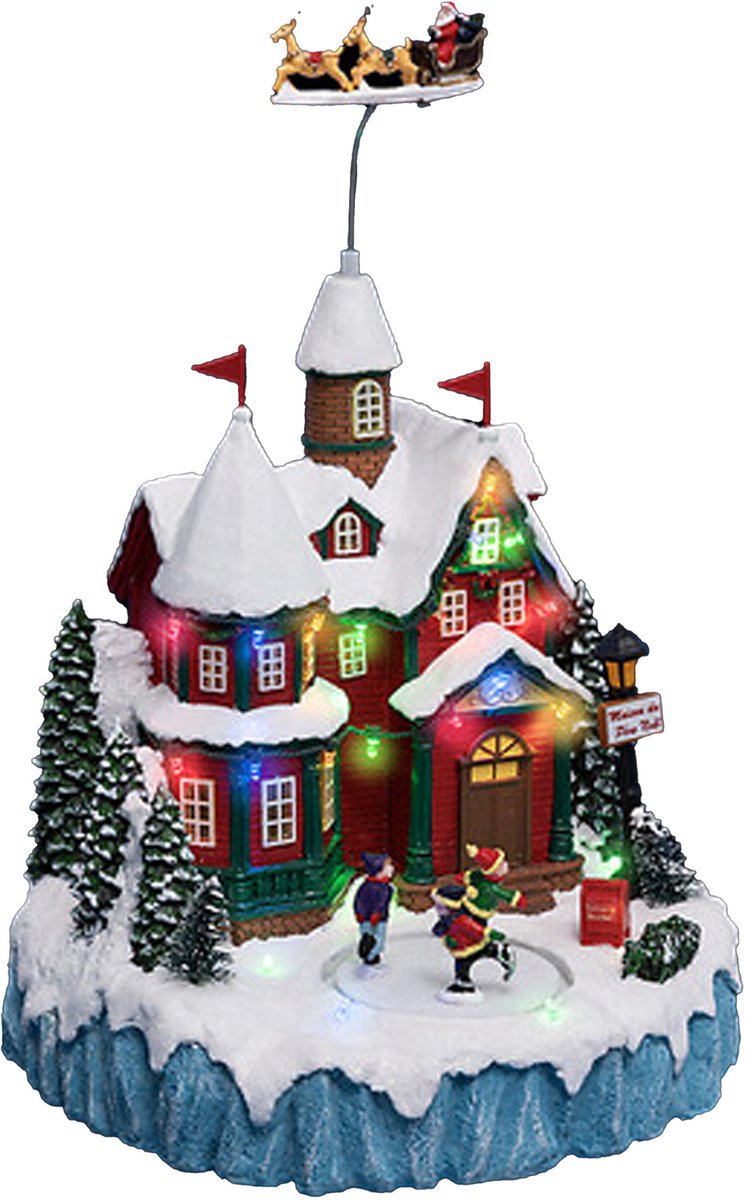 Feeric Lights & Christmas Kerstdorp kerst tafereel - met muziek, beweging en led verlichting - 23 x 21 x 34,5 cm