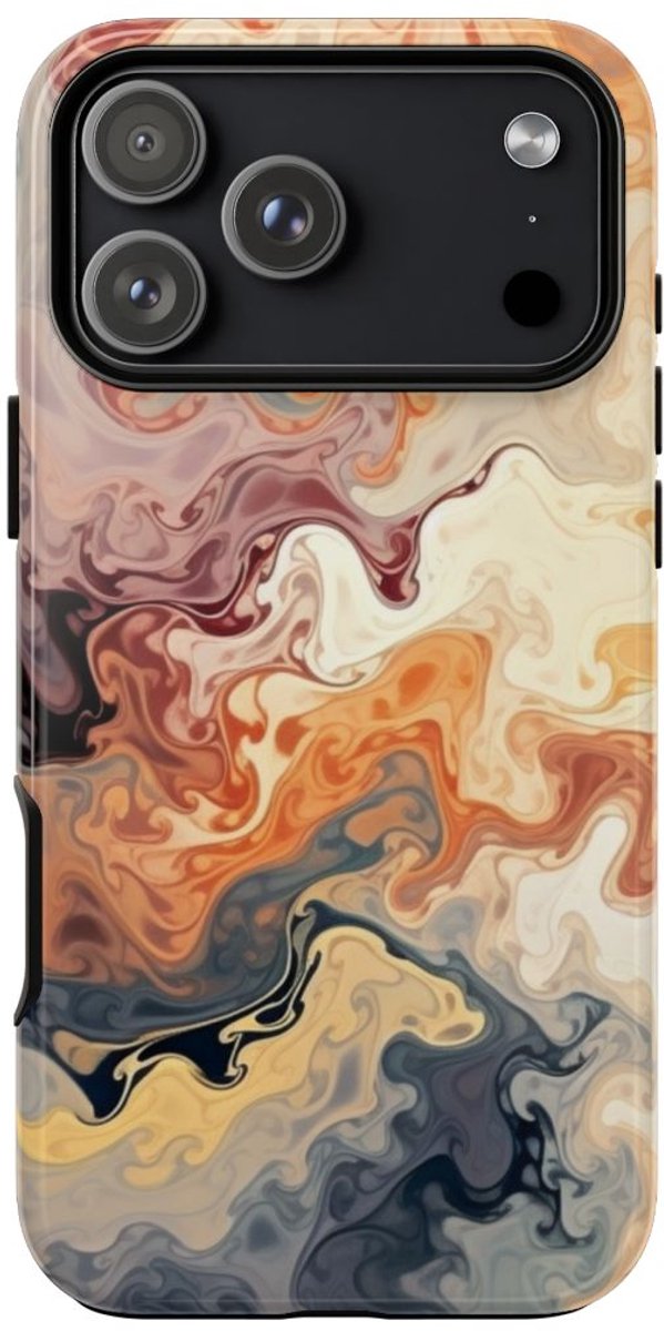 Dynamisch Abstract Oranje-Grijs Patroon – Telefoonhoesje Geschikt voor iPhone 17 Pro Max
