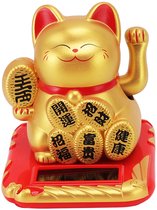 Zwaaiende kat, Maneki Neko, Gelukkige Kat, Zonne-aangedreven Schattige Zwaaiende Kat Veel Gelukkig Rijkdom Welkomstbegroetingskatten Feng Shui Home Display Auto Decor (wit