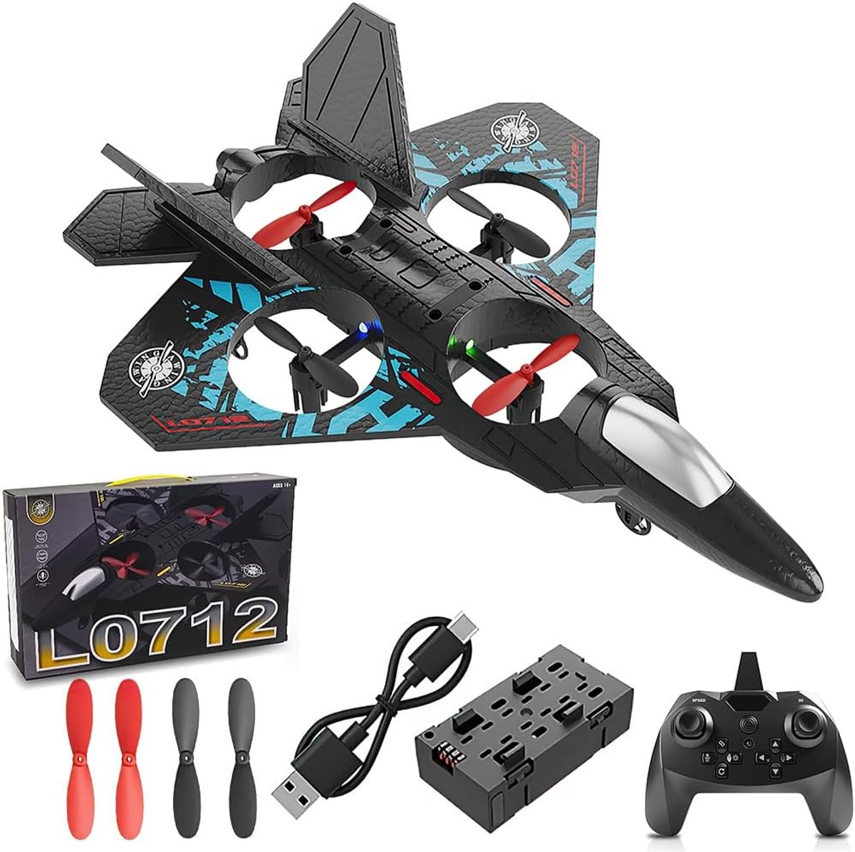 RC-vliegtuig voor kinderen met 360° flips en gyroscoop stabilisator