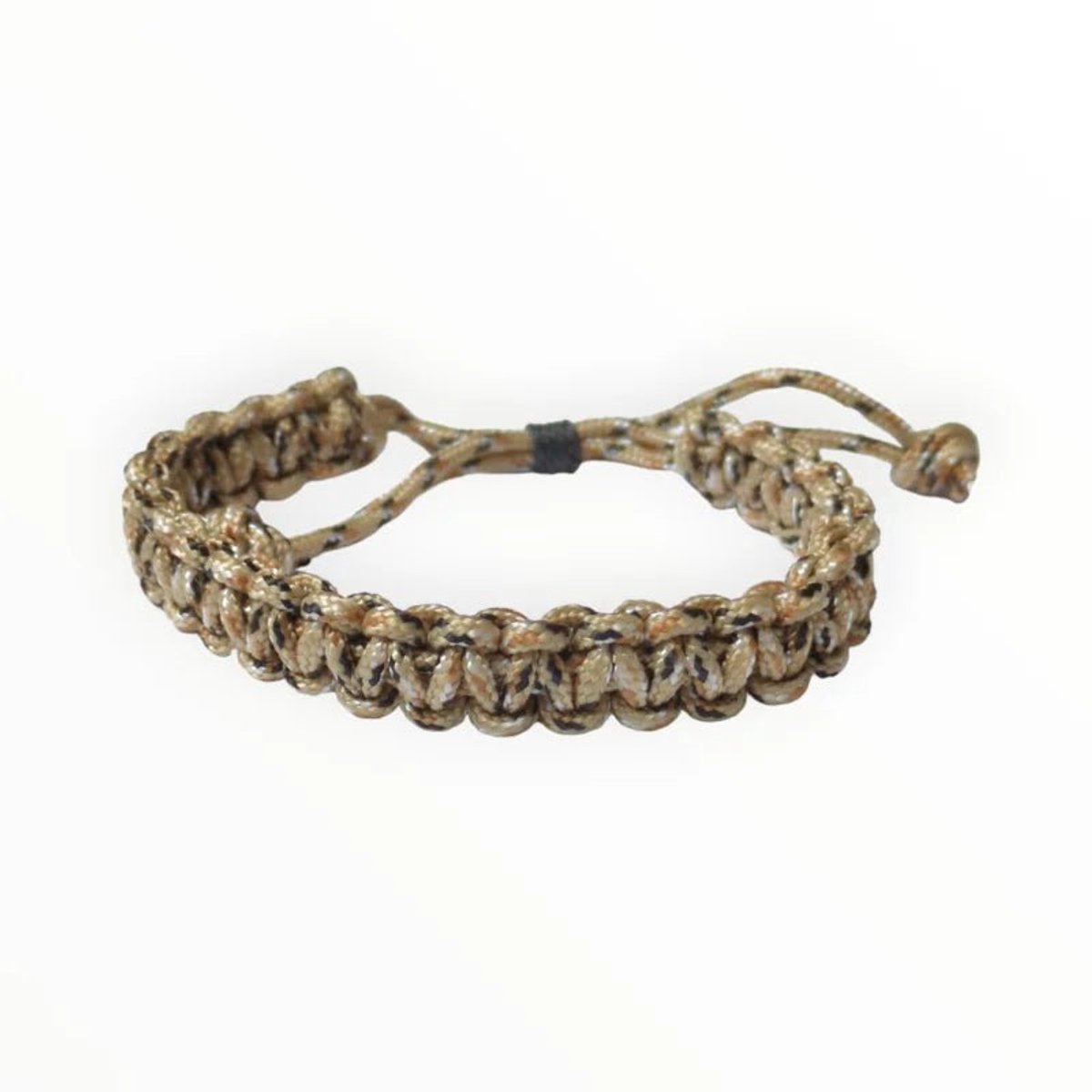 Aramat Jewels - verstelbare nylon armband dames- Beige-Zwart-Wit-heren