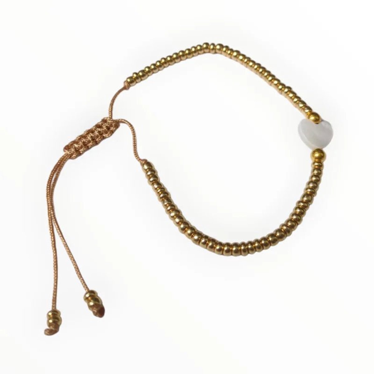 Aramat Jewels - verstelbare armband dames met schelp hartje -Goudkleur