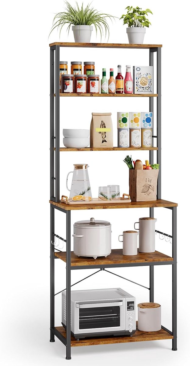 Keukenrek met 6 planken en haken - Multifunctioneel en robuust design