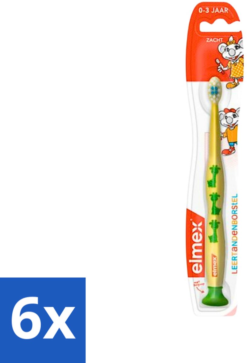 6 x Elmex - Tandenborstel - Leertandenborstel Zacht (0-3 jaar) - Peuterverzorging - 1 tandenborstel - Leertandenborstel - Tandenborstel Voor Baby - Tandenborstel Voor Peuter - Tandenpoetsen Baby - Mondhygiëne Baby
