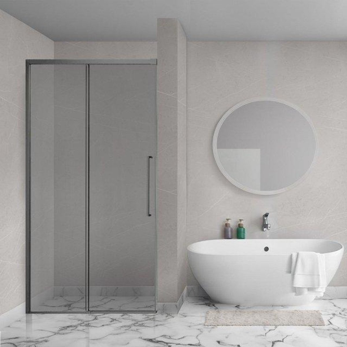 Aqua Vista Lokla Linea nisdeur - 100x200cm - incl. montageset - rookglas - gunmetal